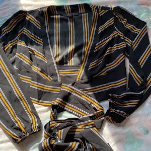 Plunging striped crop top